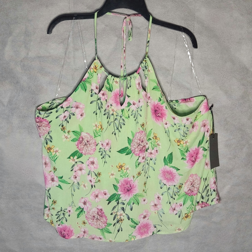 Lily White Plus Size Floral Print Halter Top